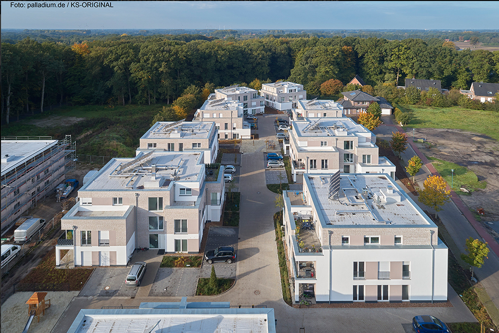 Vogelperspektive von Mehrfamilienhäusern in der von-Dorgelo-Strasse Lohne